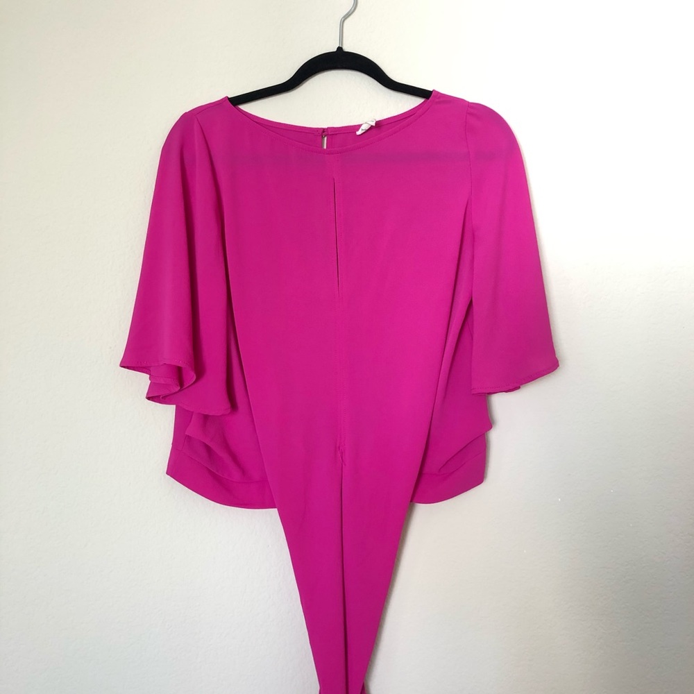 Hot Pink Tie-Front Top with Kimono Sleeves NWOT